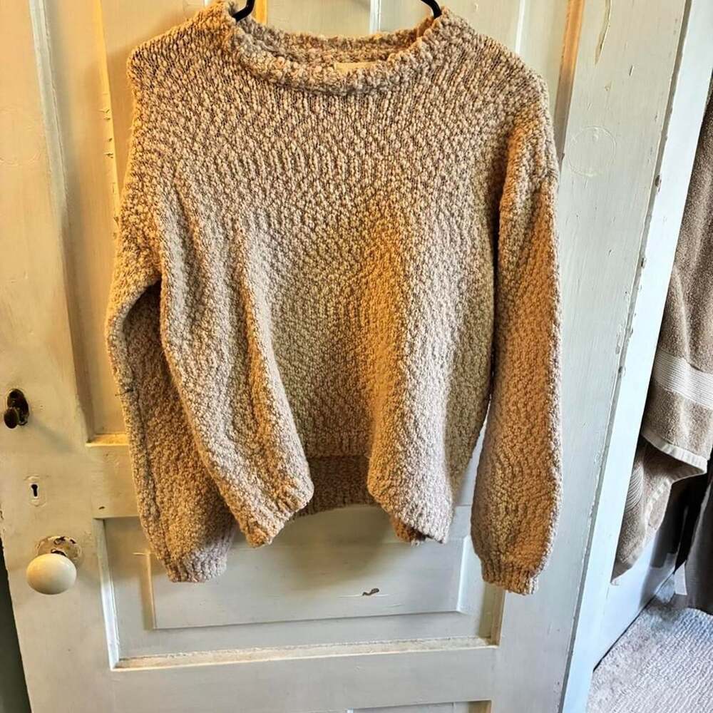 Yes Lola Cream Tan Textured Knit Sweater